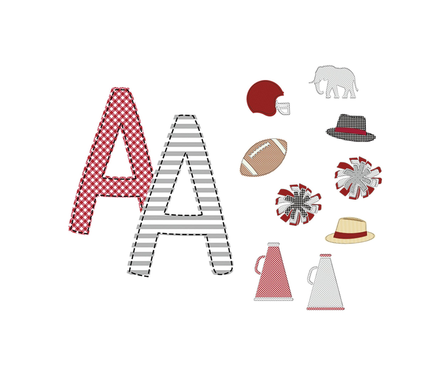 Faux Applique Football Alabama Crimson & White