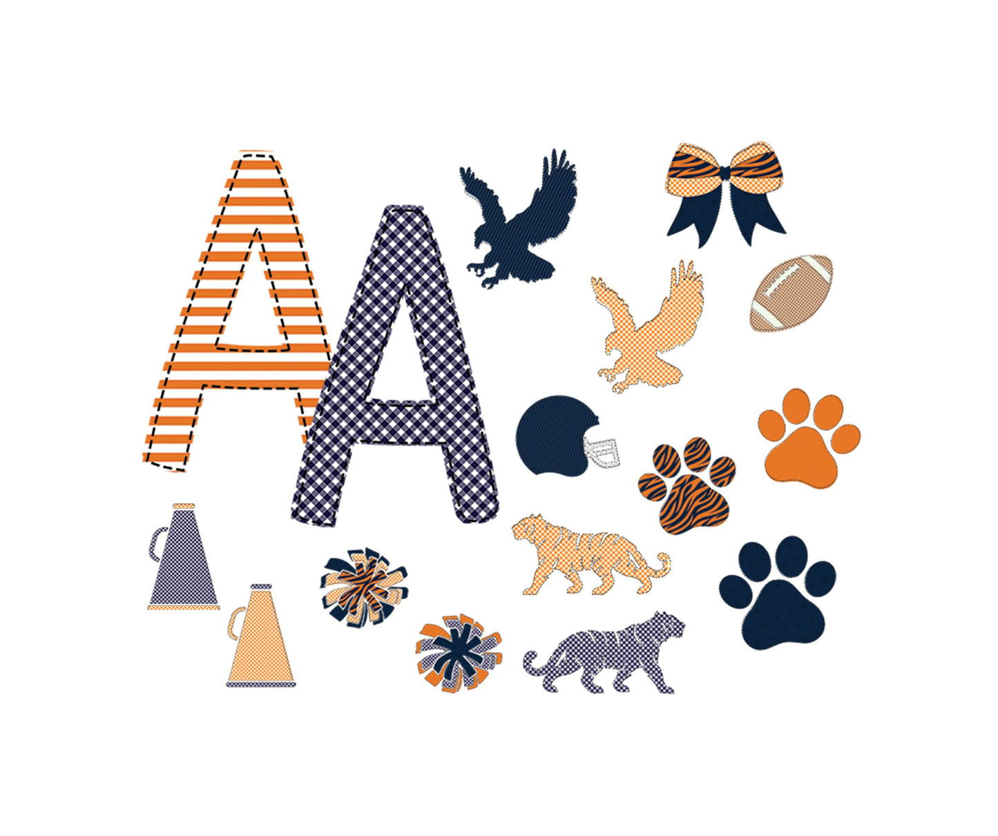 Faux Applique Football Auburn Navy & Orange