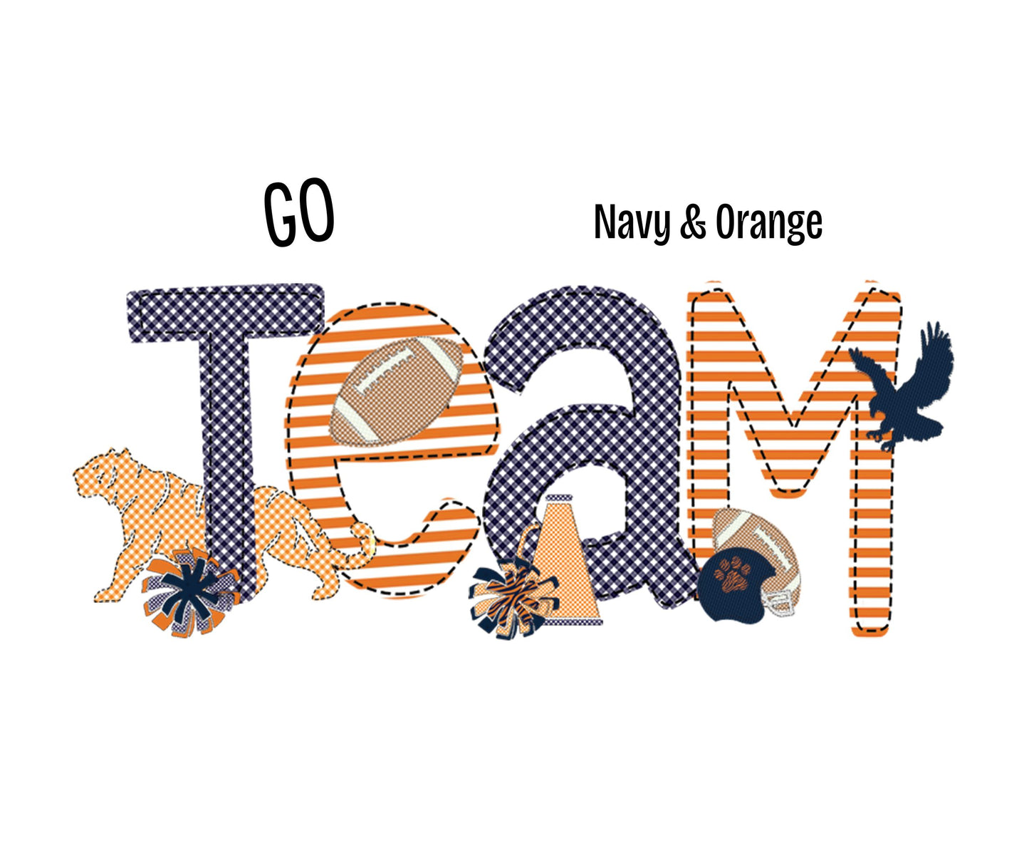 Faux Applique Football Auburn Navy & Orange