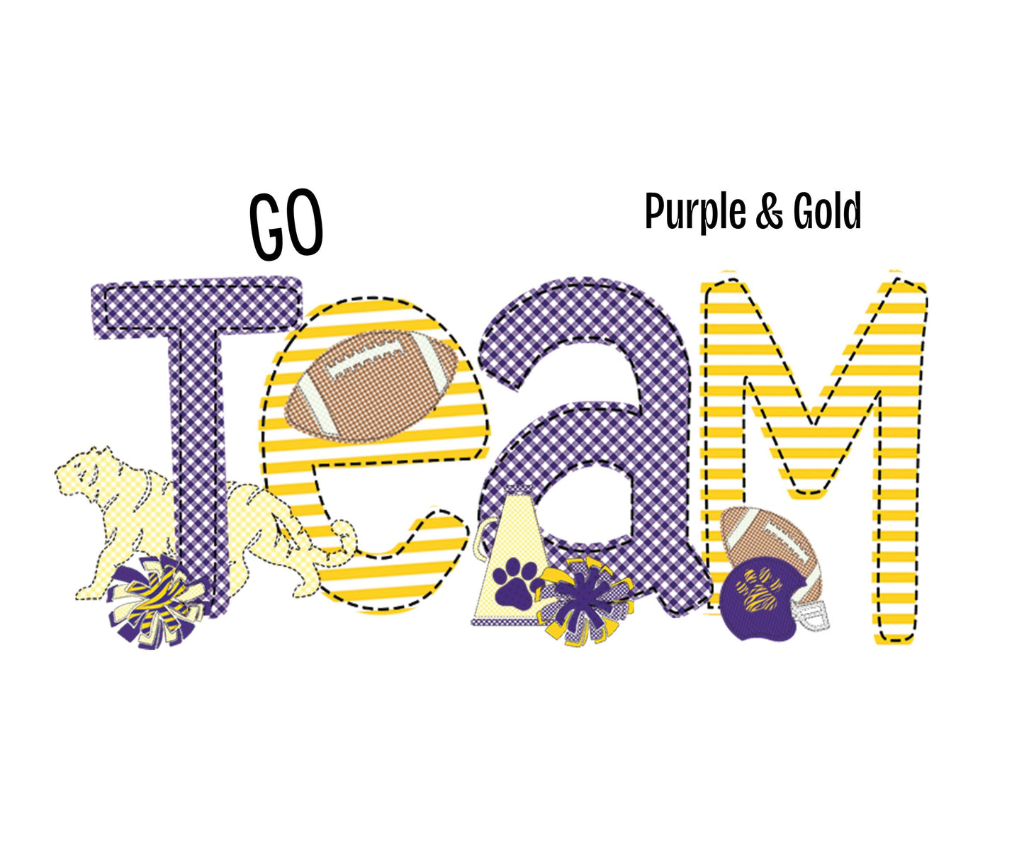 Faux Applique Football LSU Purple & Gold