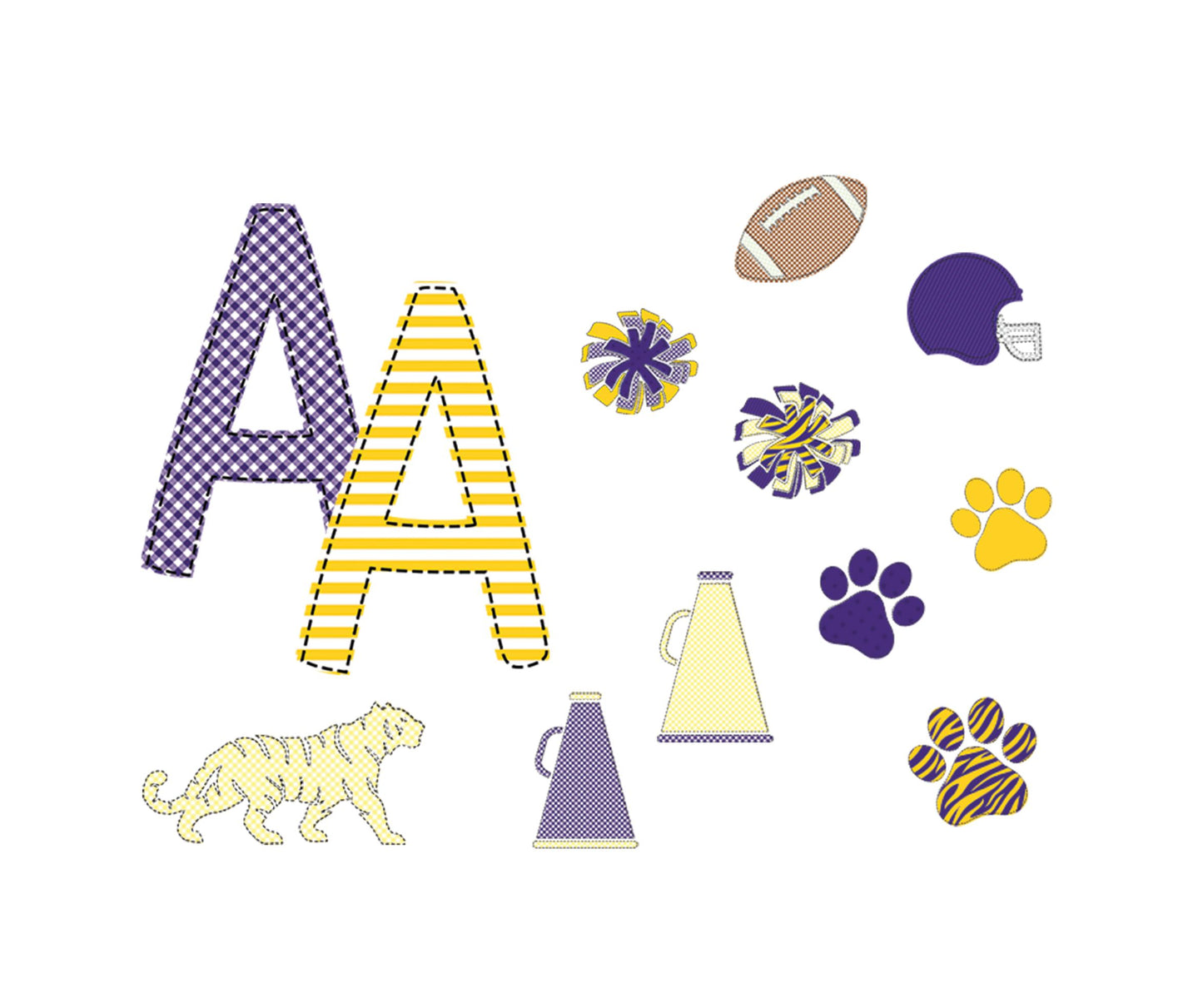 Faux Applique Football LSU Purple & Gold