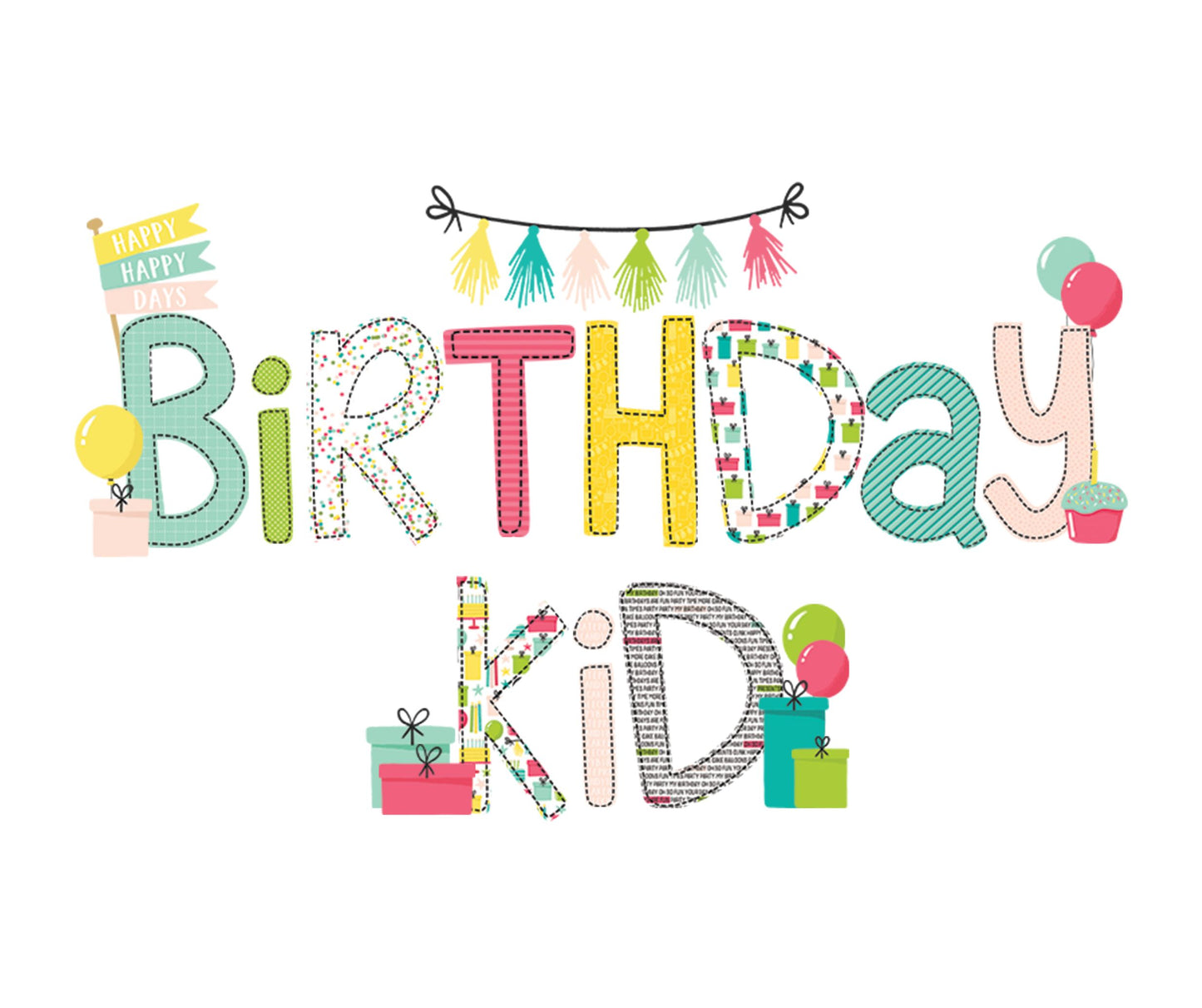 Birthday Kid Alpha Font -Pink